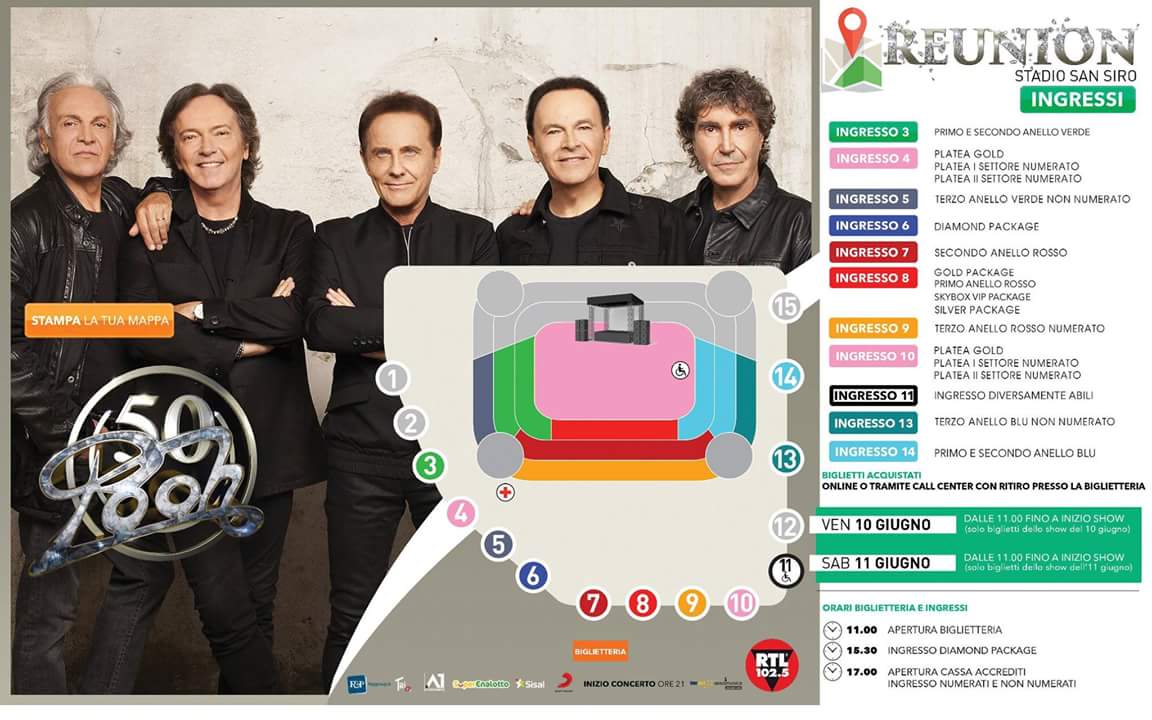 MAPPA INFORMAZIONI PER I CONCERTI DI SAN SIRO 10-11 GIUGNO